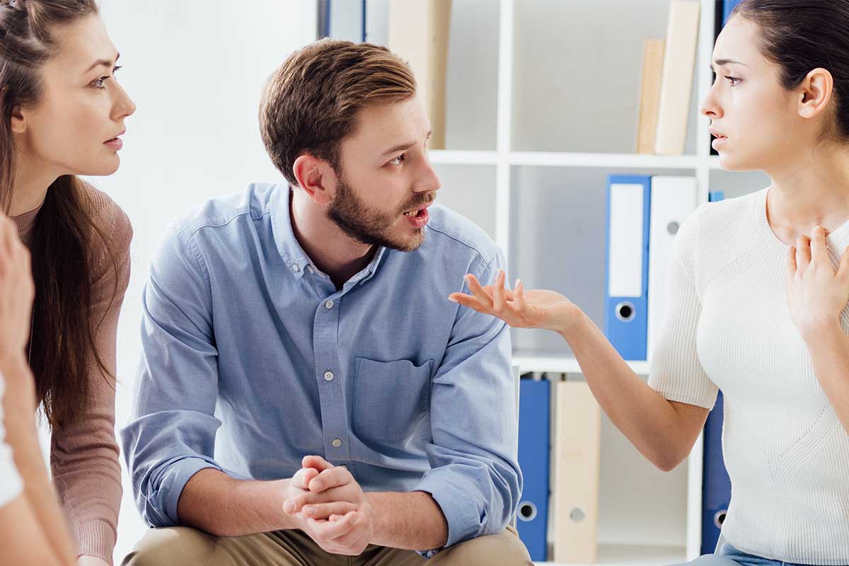 a group attends addiction treatment therapy