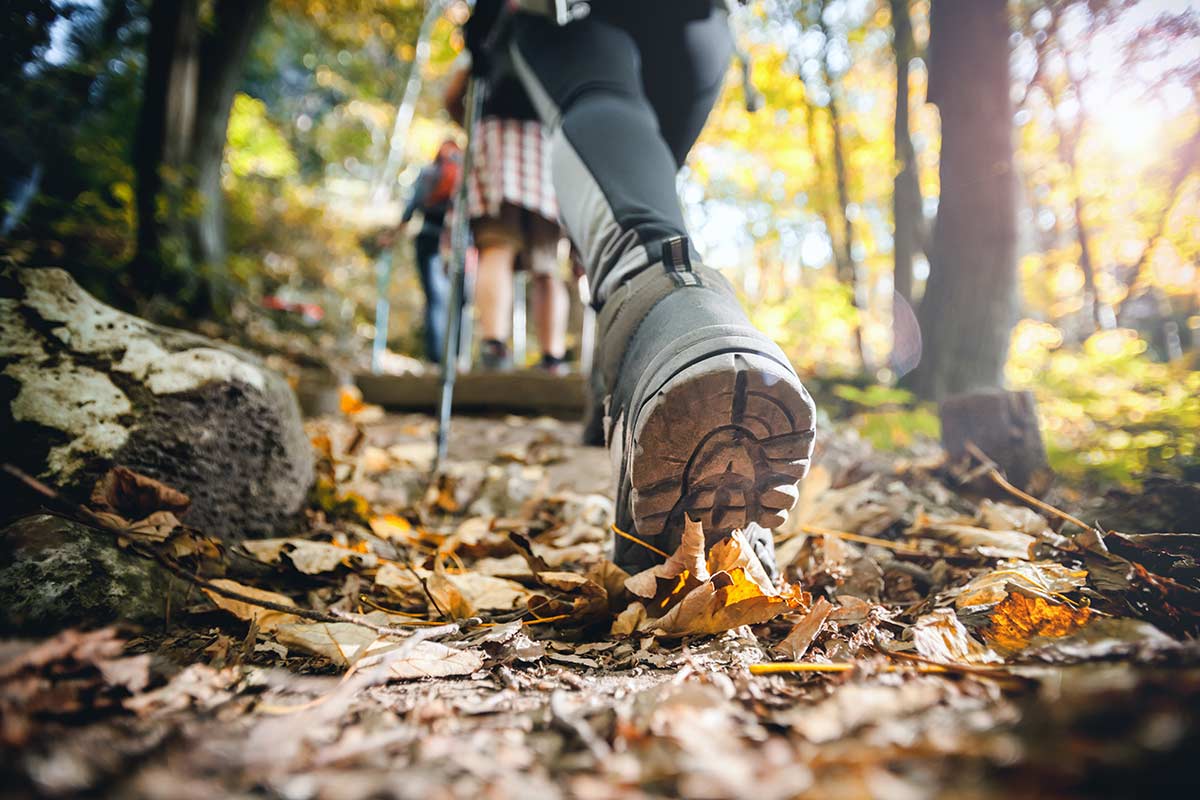 woman hiking on a sober Labor Day